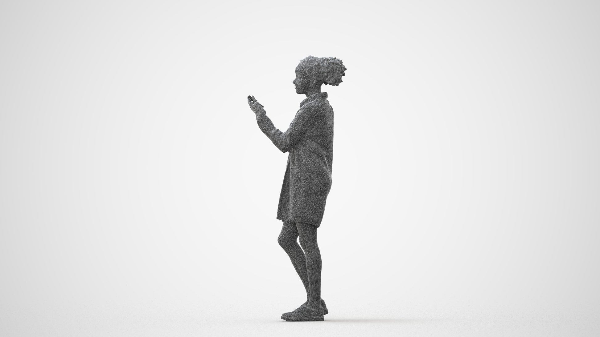 realistic 3D woman casual standing, scanned archviz people for Blender and 3ds Max, square thumbnail