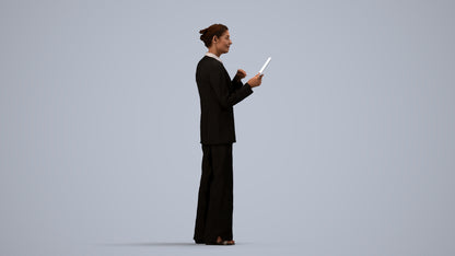 3D scanned senior woman business, photorealistic archviz people for Enscape and SketchUp, side view render