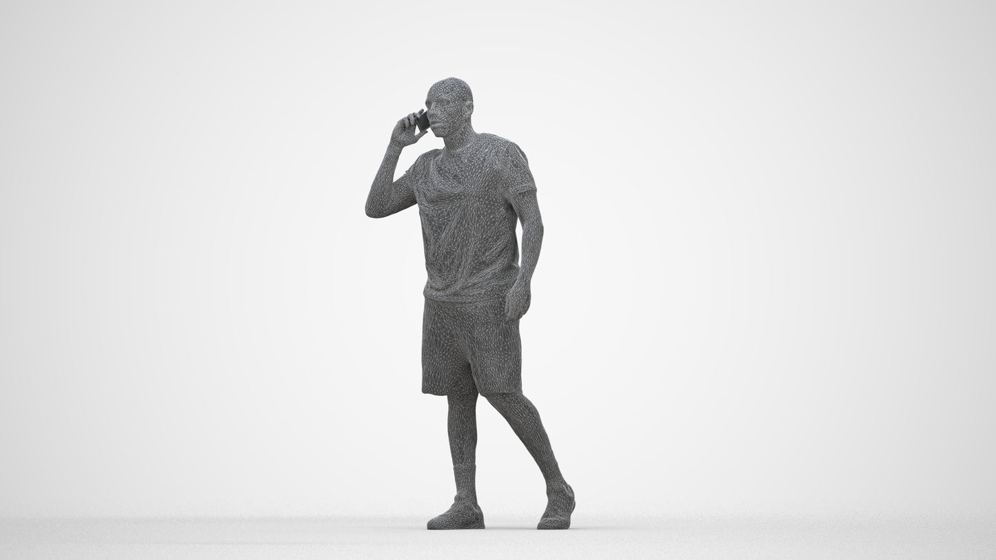 scanned 3D man sport, photogrammetry people for Enscape and V-Ray, wireframe back view