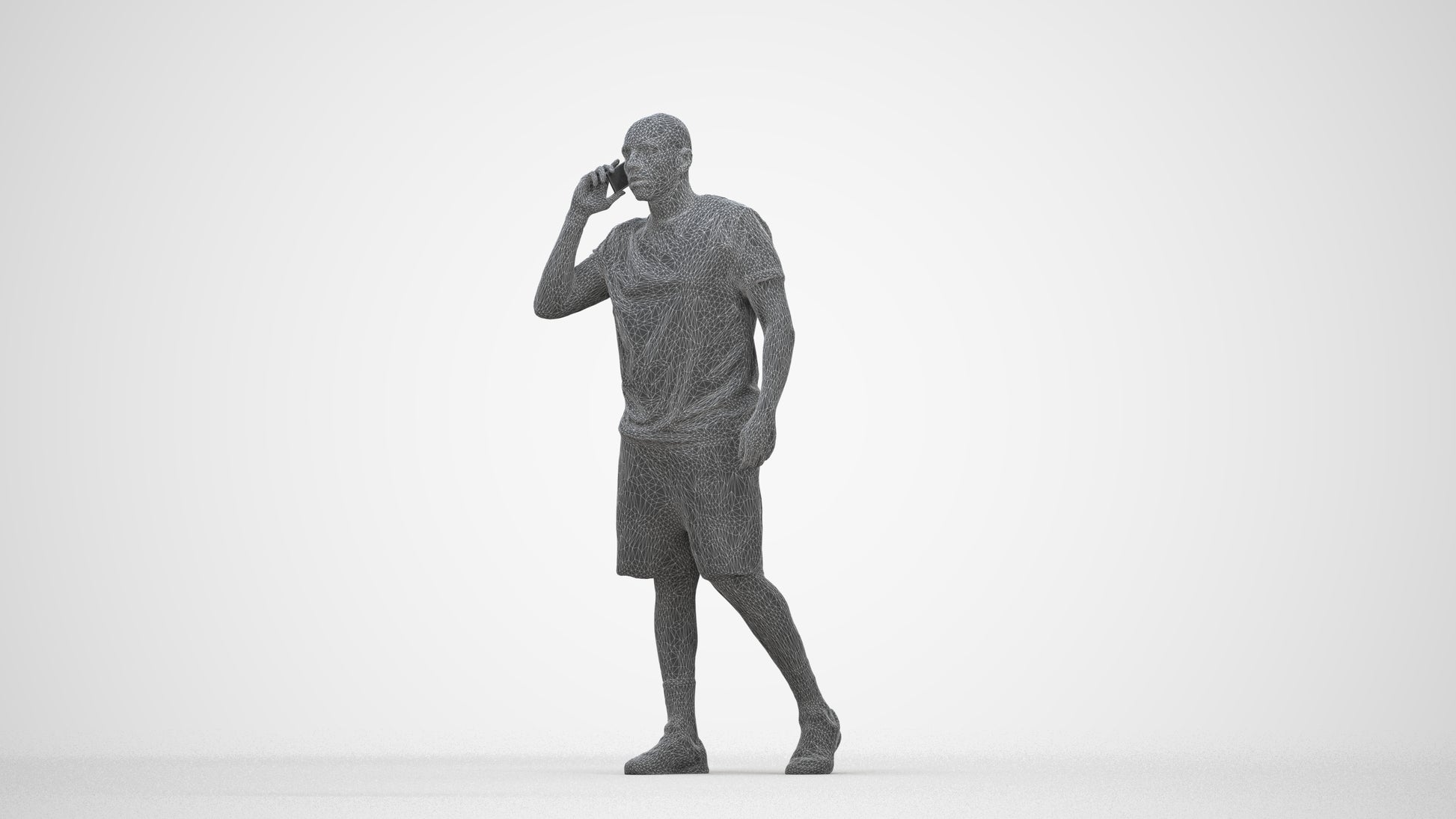 scanned 3D man sport, photogrammetry people for Enscape and V-Ray, wireframe back view
