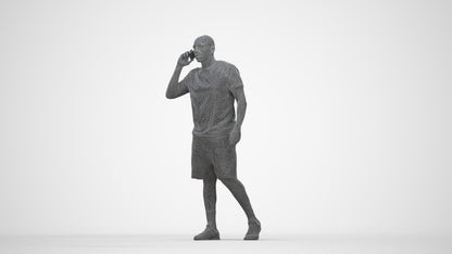 scanned 3D man sport, photogrammetry people for Enscape and V-Ray, wireframe back view
