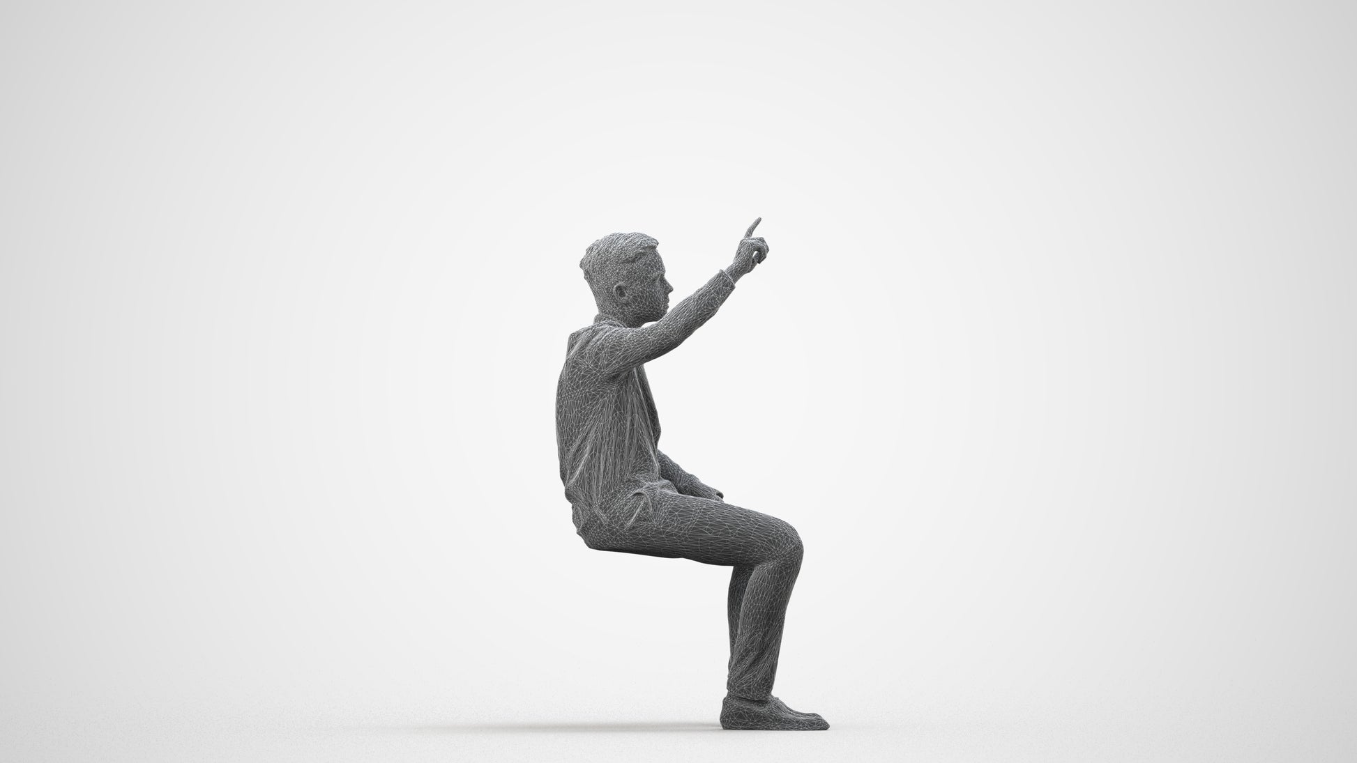 3D scanned boy kids, photorealistic archviz people for Enscape and SketchUp, wireframe side view