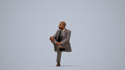 3D people model man business, scanned human for 3ds Max rendering, top-down view render
