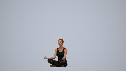 3D people model woman sport, scanned human for 3ds Max rendering, top-down view render