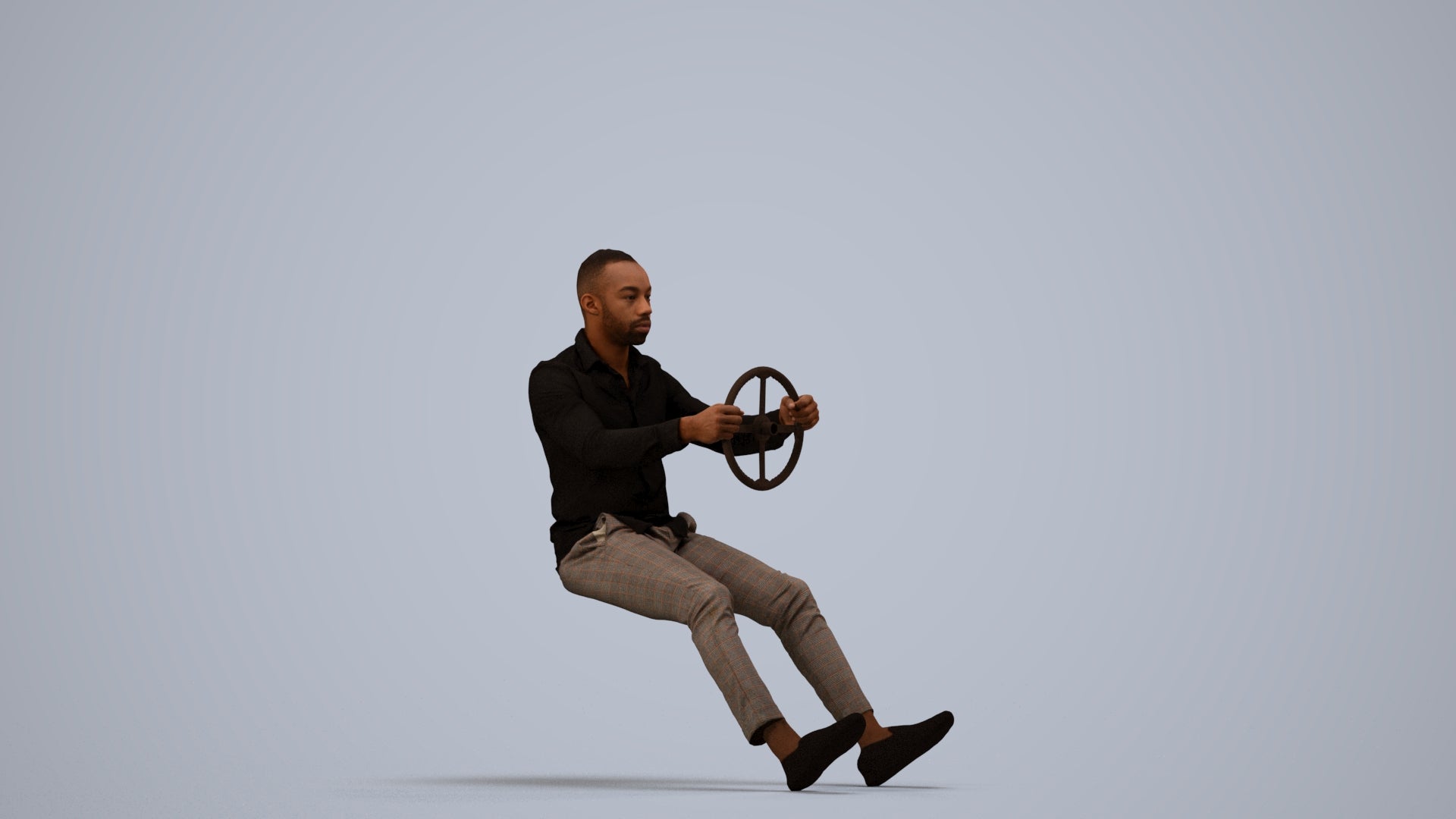 photogrammetry 3D boy casual driving, realistic human model archviz FBX, side view render