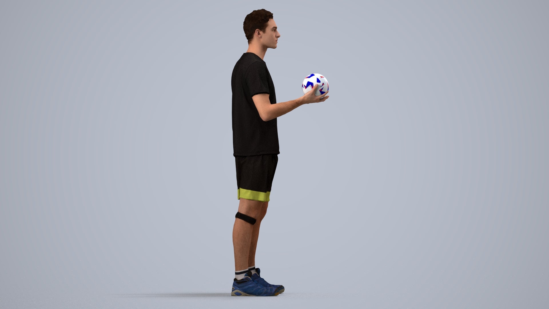 realistic 3D human man sport, archviz people FBX OBJ for Blender, side view render