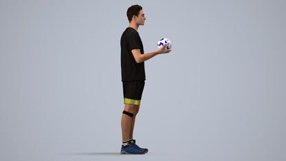 realistic 3D human man sport, archviz people FBX OBJ for Blender, side view render