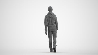 3D scanned boy kids casual, photorealistic archviz people for Enscape and SketchUp, wireframe front view