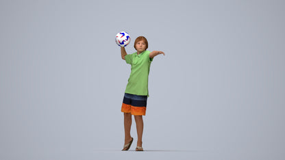 3D people model boy sport kids, scanned human for 3ds Max rendering, top-down view render