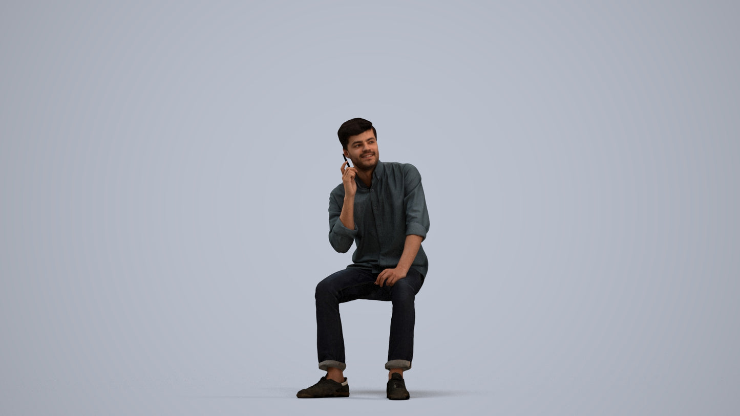 3D scanned man sitting casual, photorealistic archviz people for Enscape and SketchUp, standing pose render