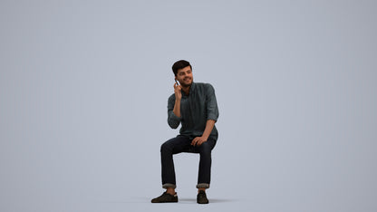 3D scanned man sitting casual, photorealistic archviz people for Enscape and SketchUp, standing pose render