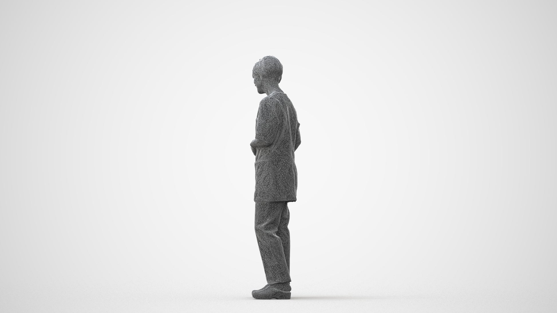 3D people model senior woman medical, scanned human for 3ds Max rendering, square thumbnail