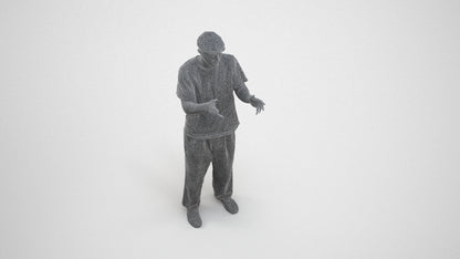 3D people model man casual standing, scanned human for 3ds Max rendering, wireframe three-quarter view