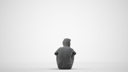 3D human model man casual pool, photogrammetry scanned person for archviz, wireframe side view