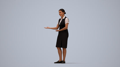 3D scanned woman hospitality, photorealistic archviz people for Enscape and SketchUp, top-down view render