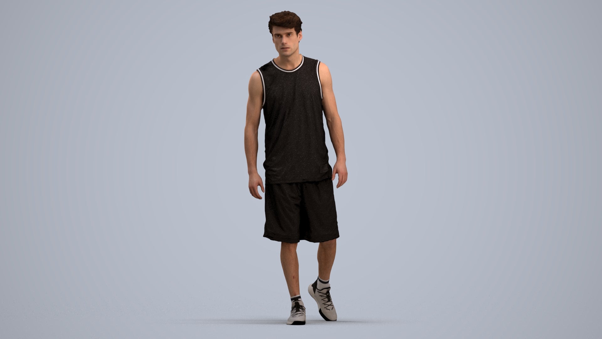 3D scanned man sport, photorealistic archviz people for Enscape and SketchUp, standing pose render