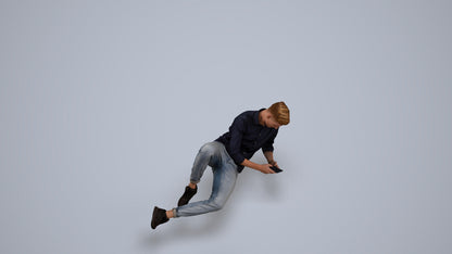 photogrammetry 3D man casual sitting, realistic human model archviz FBX, back view render