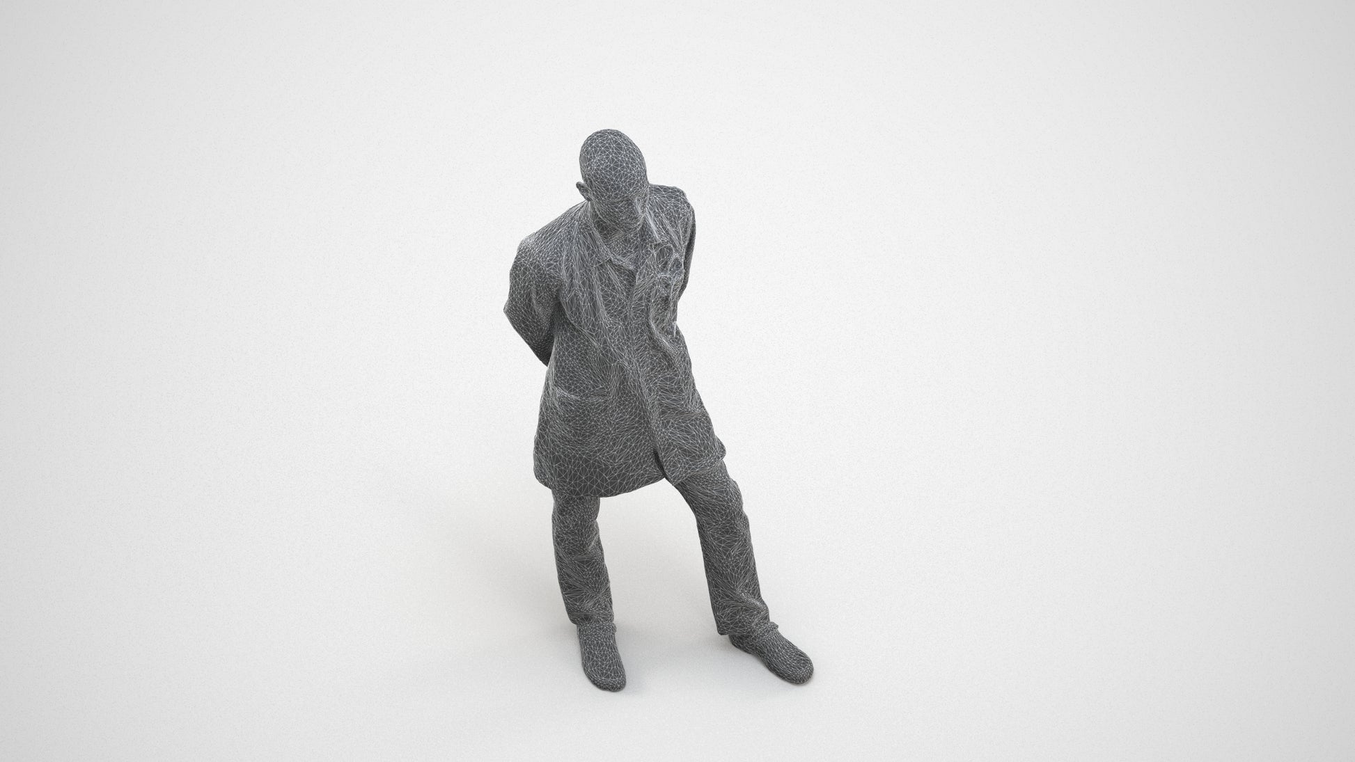 photogrammetry 3D man medical, realistic human model archviz FBX, wireframe three-quarter view