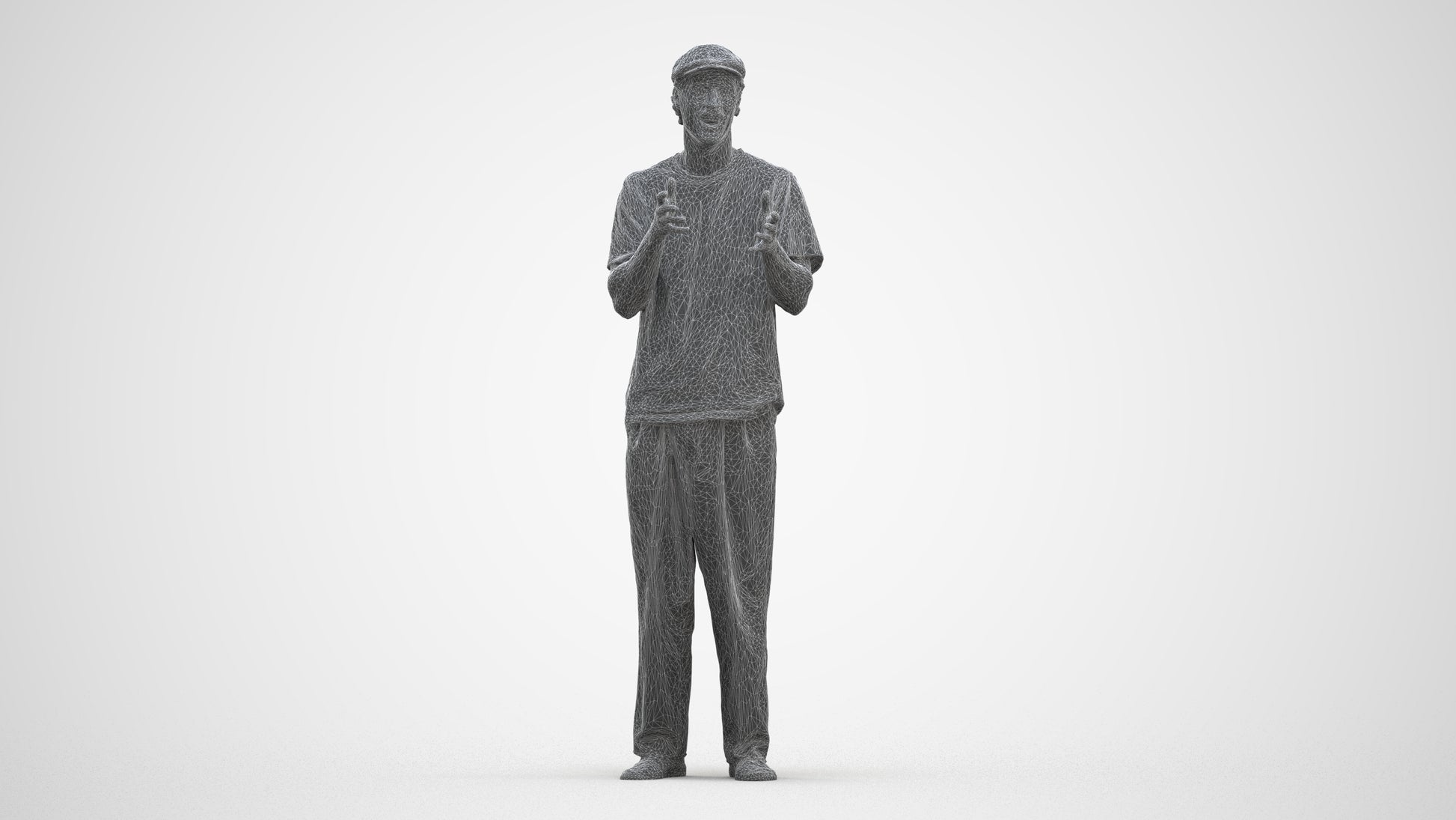 scanned 3D man casual standing, photogrammetry people for Enscape and V-Ray, three-quarter front view render