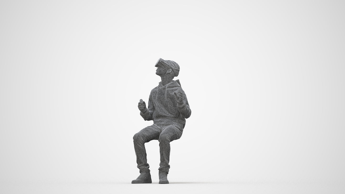 realistic 3D people boy casual kids, render-ready for V-Ray and Corona, FBX OBJ, wireframe back view