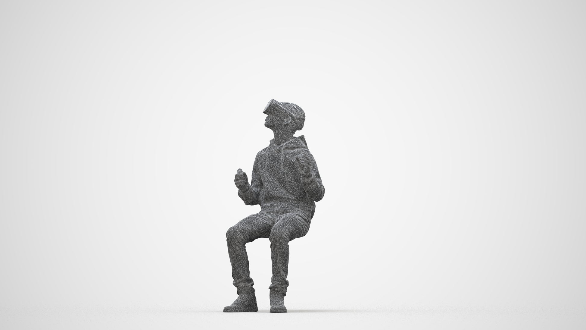realistic 3D people boy casual kids, render-ready for V-Ray and Corona, FBX OBJ, wireframe back view