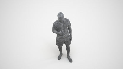 scanned 3D man casual standing, photogrammetry people for Enscape and V-Ray, wireframe three-quarter view