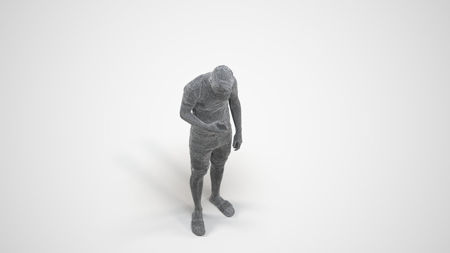 3D scanned boy kids casual, photorealistic archviz people for Enscape and SketchUp, wireframe three-quarter view