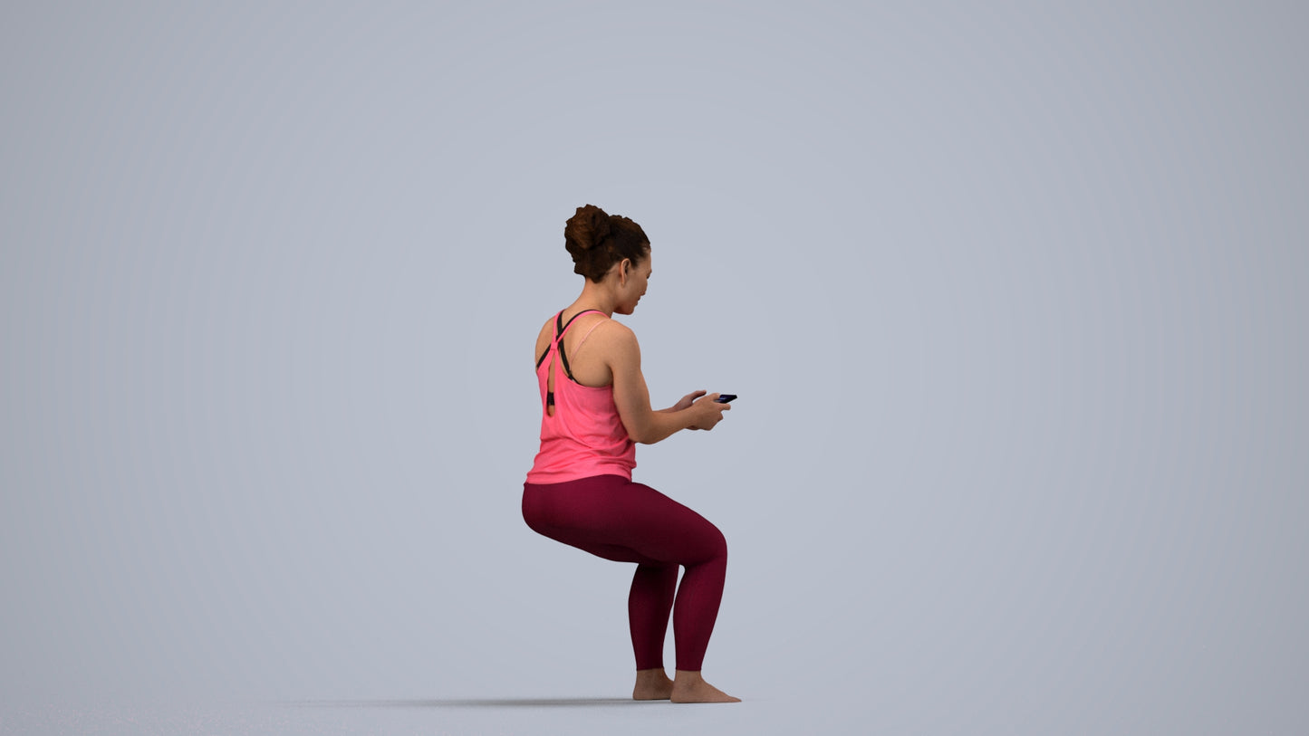 photogrammetry 3D woman sport, realistic human model archviz FBX, side view render