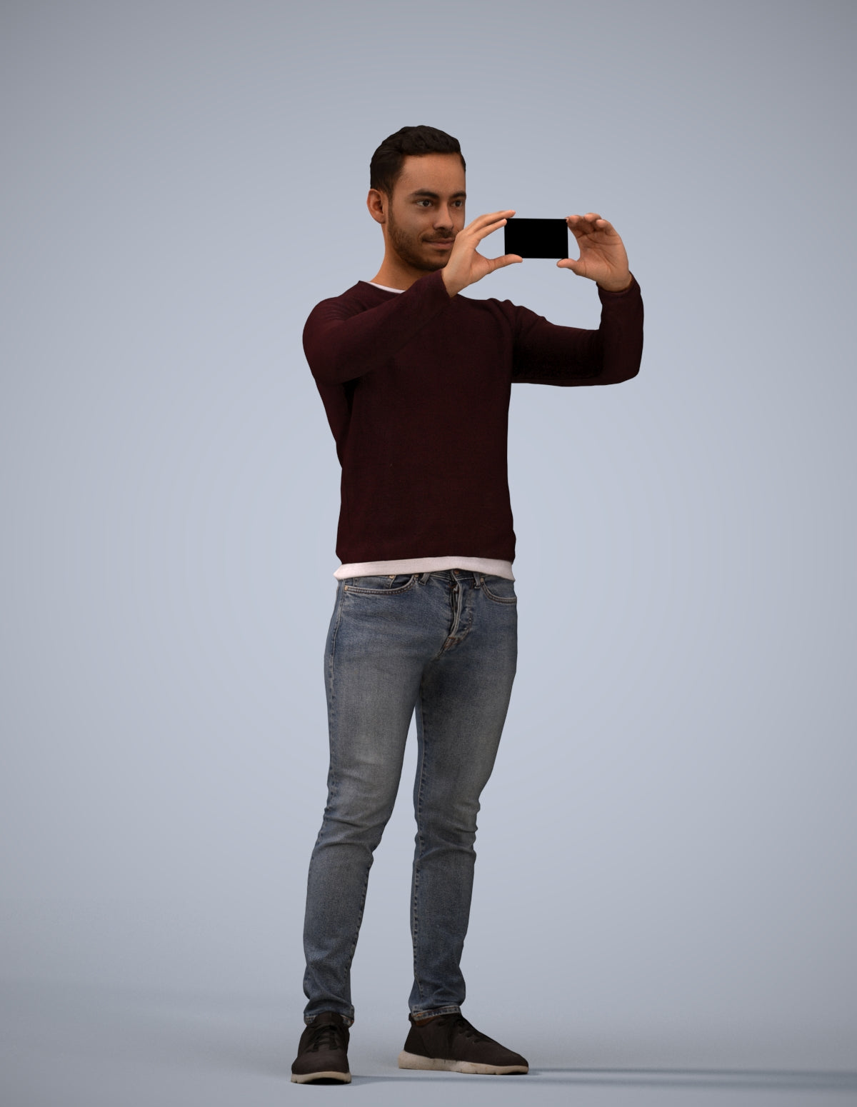 3D people model man casual standing, scanned human for 3ds Max rendering