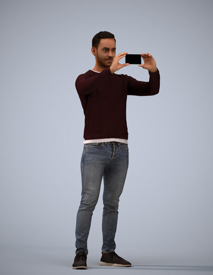 3D people model man casual standing, scanned human for 3ds Max rendering