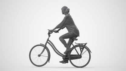 photogrammetry 3D woman casual cycling, realistic human model archviz FBX, square thumbnail
