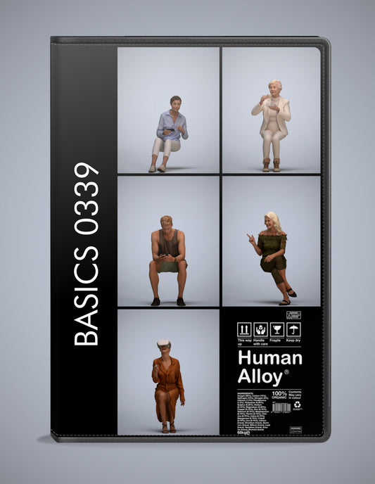 3D people models sitting bundle, 5 scanned humans for 3ds Max rendering