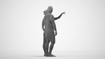 scanned 3D woman casual couple, photogrammetry people for Enscape and V-Ray, wireframe side view