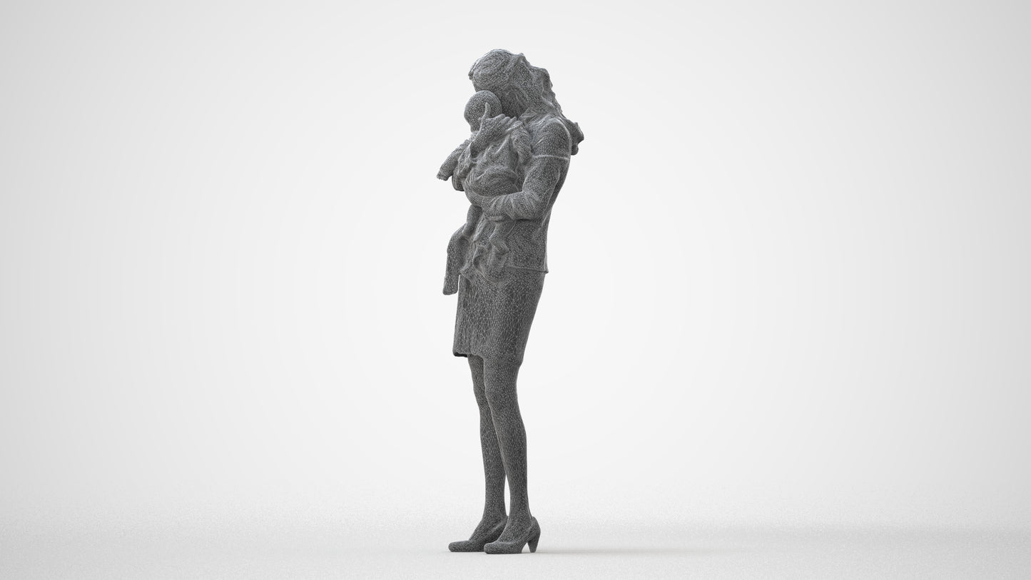 3D scanned girl kids business, photorealistic archviz people for Enscape and SketchUp, three-quarter front view render