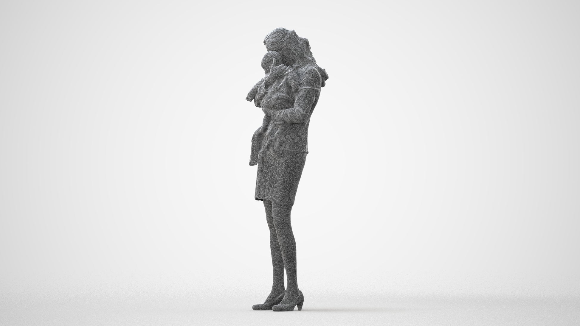 3D scanned girl kids business, photorealistic archviz people for Enscape and SketchUp, three-quarter front view render