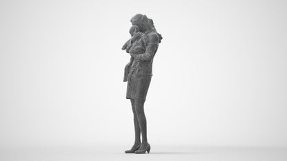 3D scanned girl kids business, photorealistic archviz people for Enscape and SketchUp, three-quarter front view render