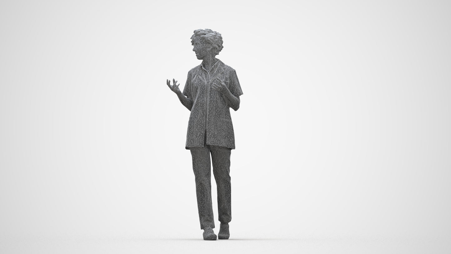 photogrammetry 3D woman medical, realistic human model archviz FBX, wireframe back view