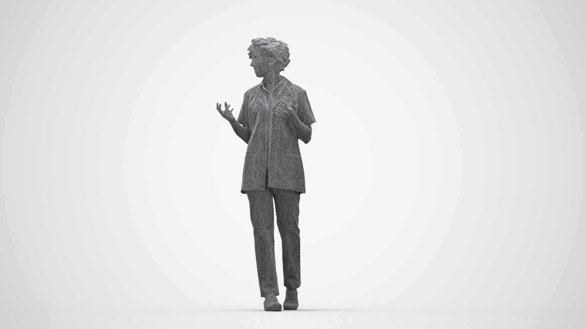 photogrammetry 3D woman medical, realistic human model archviz FBX, wireframe back view
