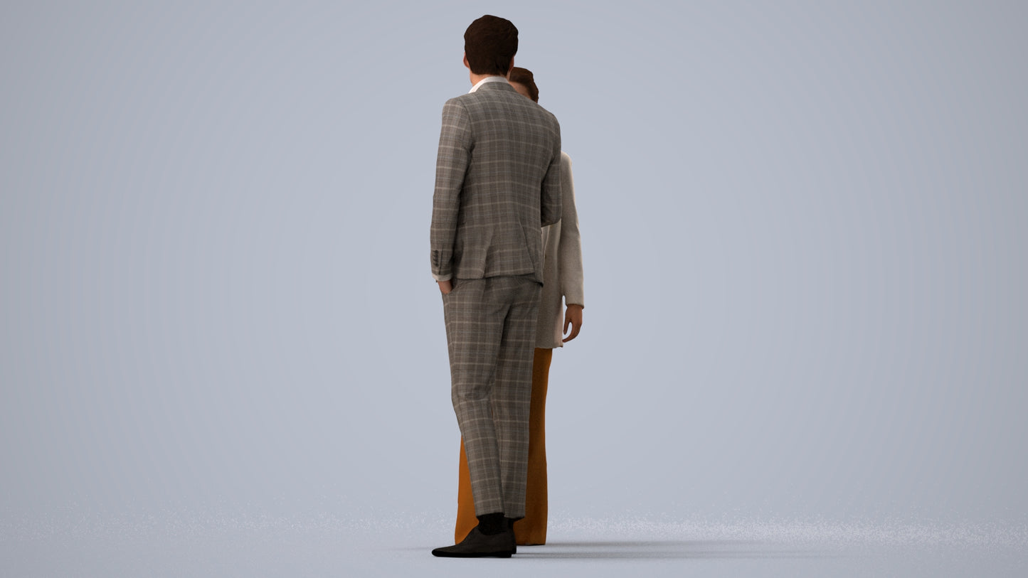 photogrammetry 3D woman business, realistic human model archviz FBX, three-quarter view render