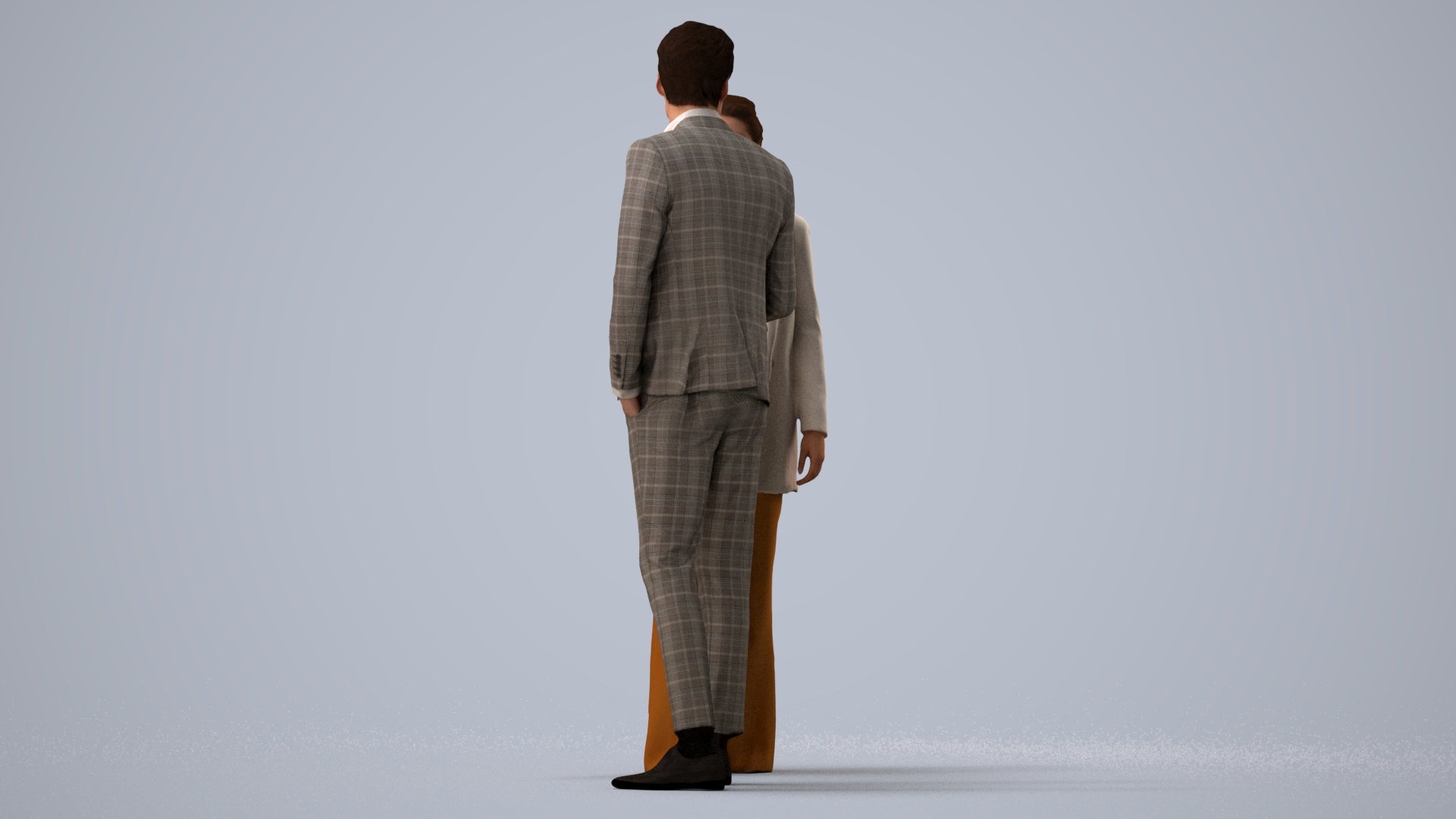 photogrammetry 3D woman business, realistic human model archviz FBX, three-quarter view render