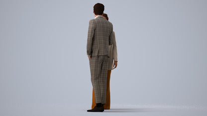 photogrammetry 3D woman business, realistic human model archviz FBX, three-quarter view render