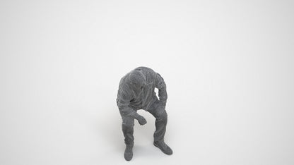 realistic 3D people senior man casual sitting, render-ready for V-Ray and Corona, FBX OBJ, wireframe three-quarter view
