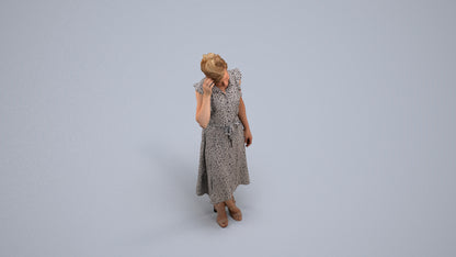 realistic 3D woman casual standing, scanned archviz people for Blender and 3ds Max, back view render
