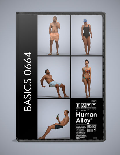 photogrammetry 3D people pool collection, 5 realistic human models archviz FBX