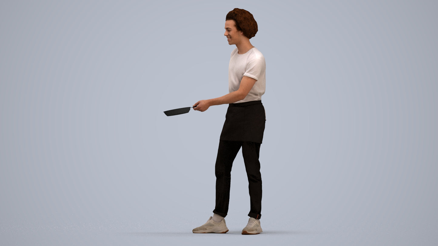 3D scanned man standing, photorealistic archviz people for Enscape and SketchUp, standing pose render