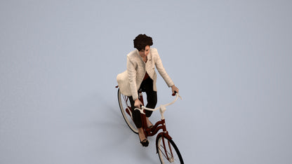 realistic 3D people woman business cycling, render-ready for V-Ray and Corona, FBX OBJ, back view render
