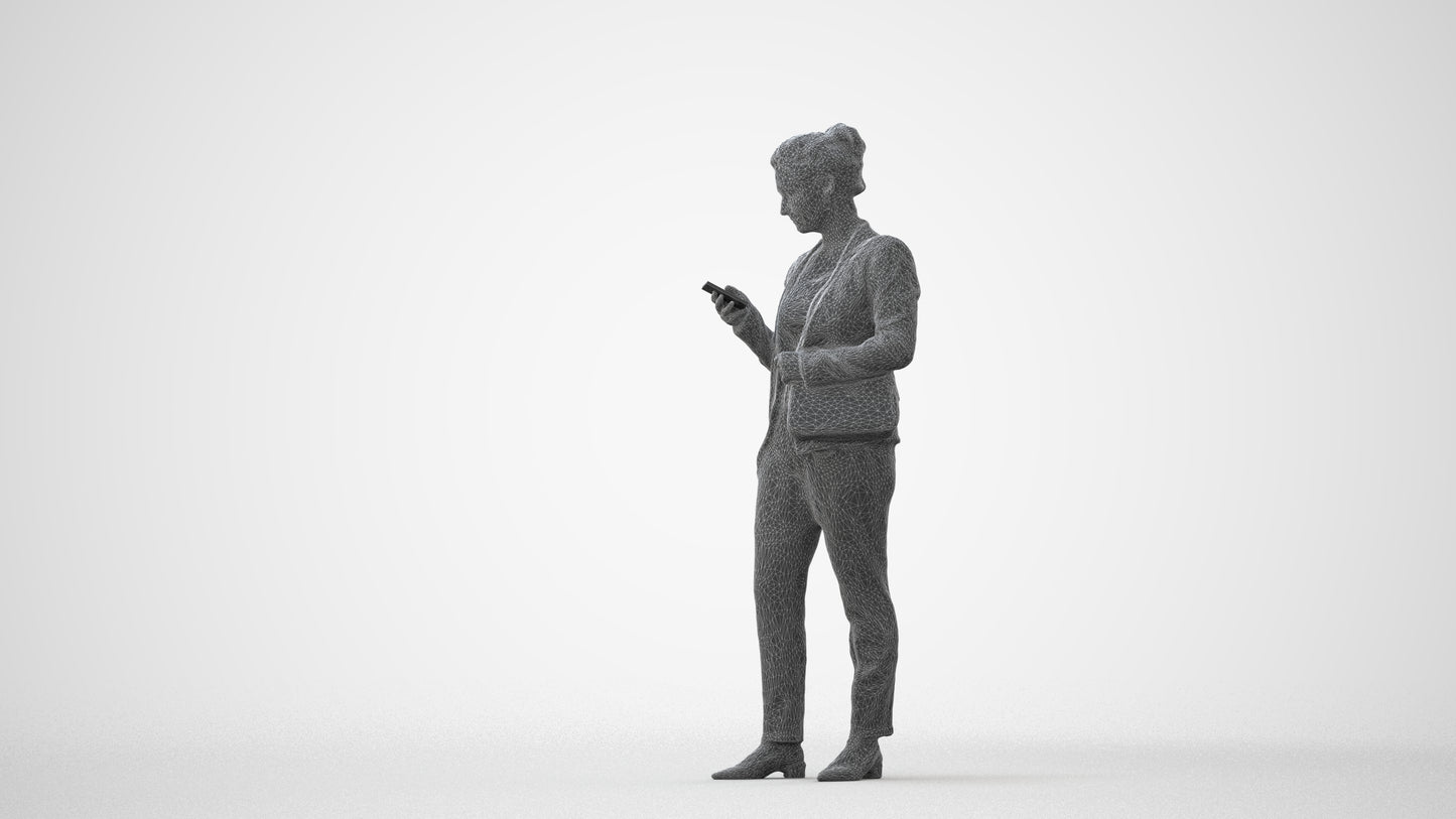 3D people model woman casual standing, scanned human for 3ds Max rendering, square thumbnail