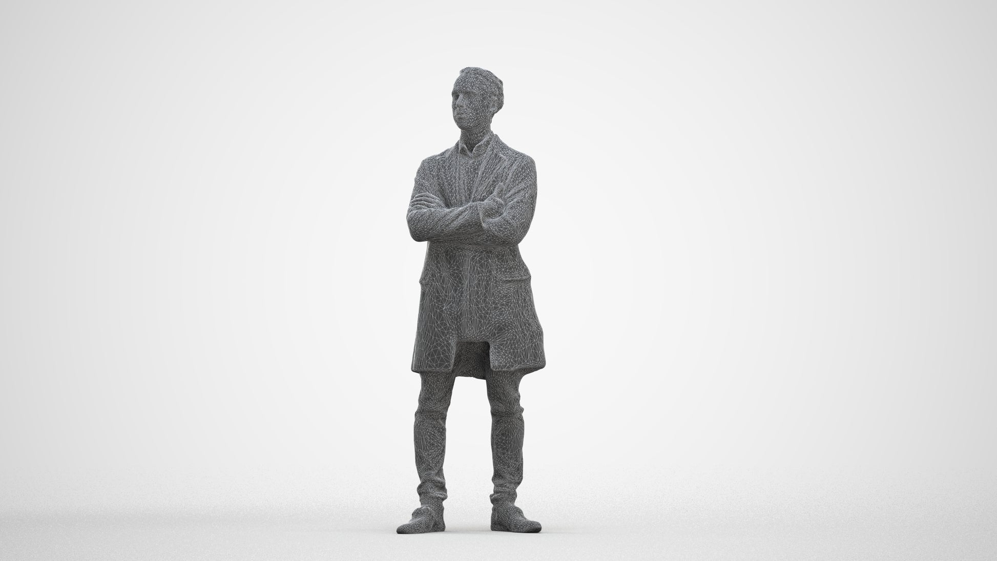 realistic 3D human man casual standing, archviz people FBX OBJ for Blender, three-quarter front view render