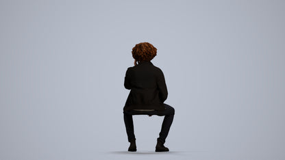 3D people model man casual sitting, scanned human for 3ds Max rendering, front view render