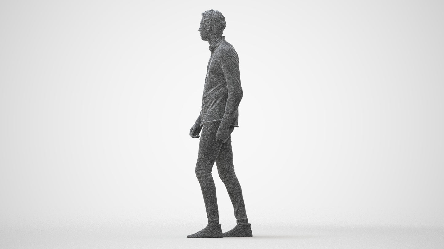 realistic 3D man casual walking, scanned archviz people for Blender and 3ds Max, square thumbnail